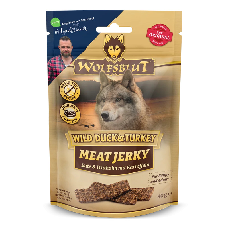 Wolfsblut Jerky Wild Duck & Turkey 80g - kachna a krůta