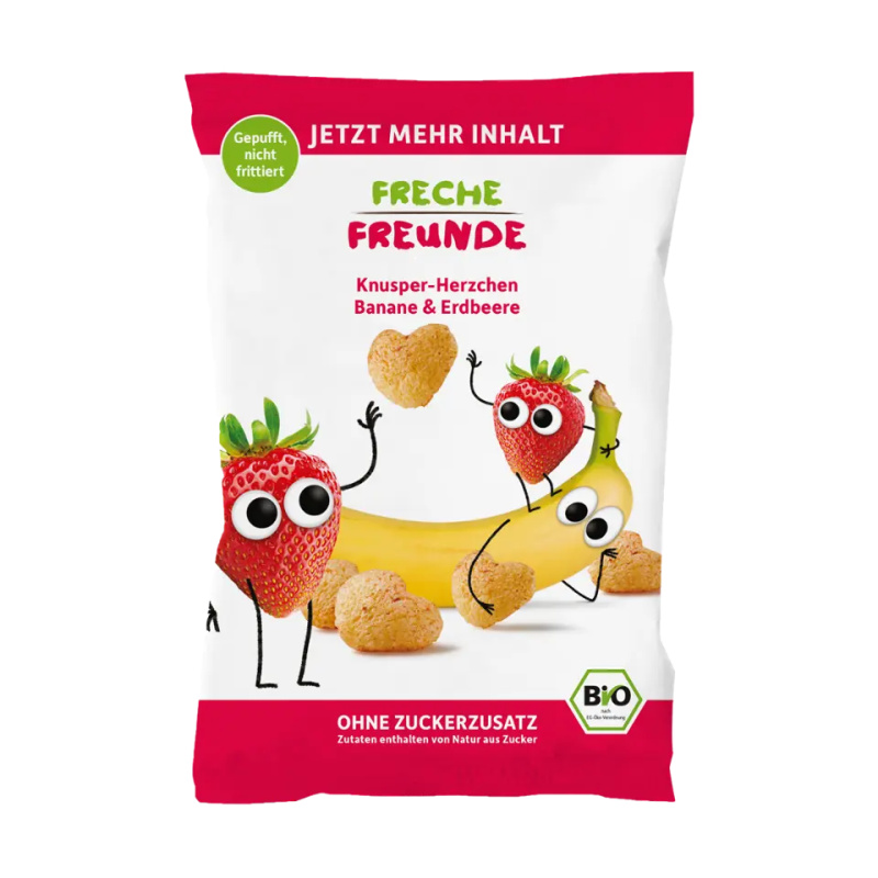 Freche Freunde BIO křupavá srdíčka Banán a jahoda 30 g