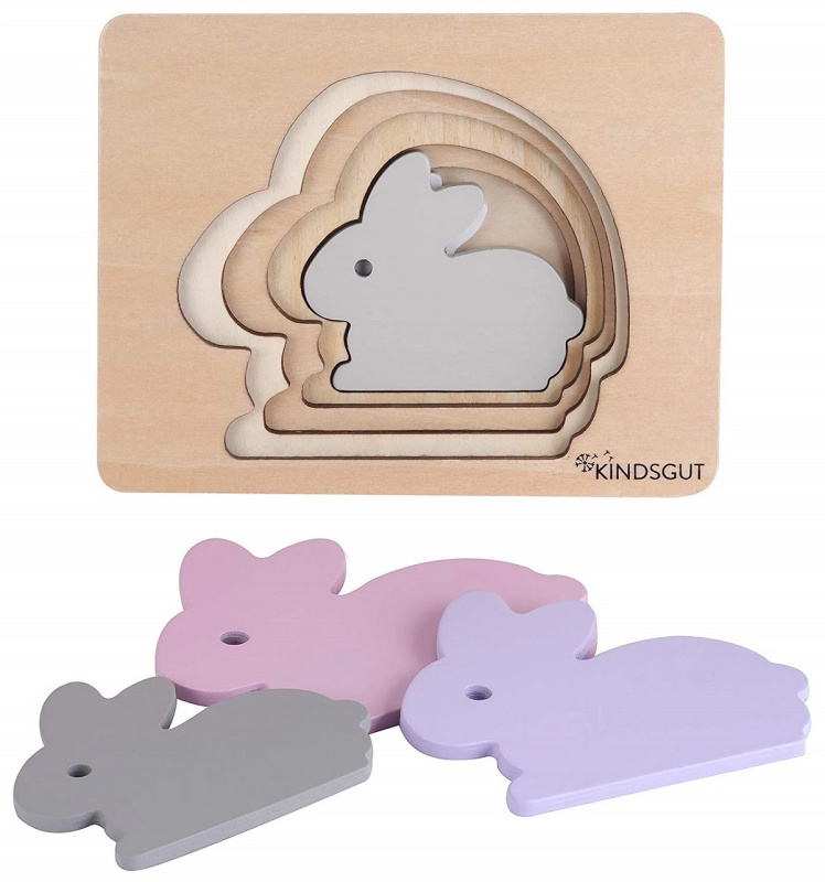 KindsGut dřevěné vkládací puzzle zajíc