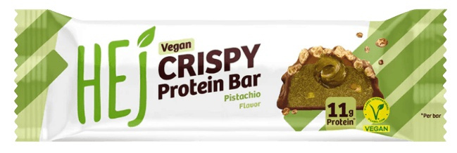 HEJ Natural Vegan Crispy Protein Bar 45 g - Pistachio