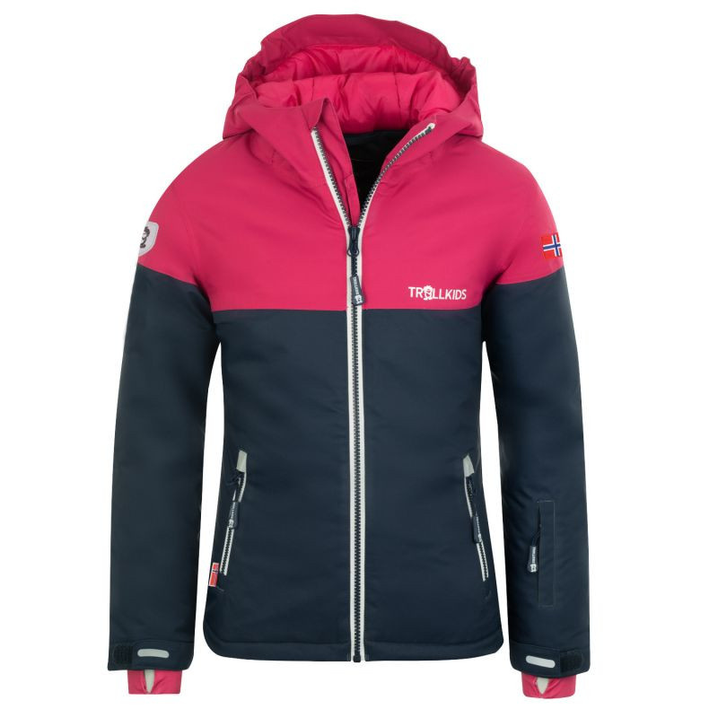 Trollkids Dívčí bunda s kapucí Hallingdal Navy blue/pink (223-114) 164