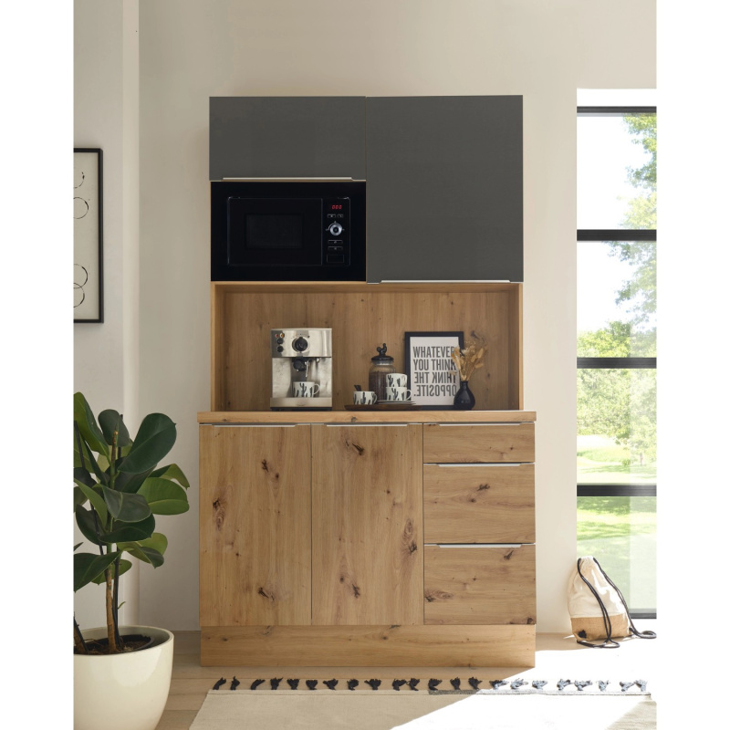 Respekta Bufet ke kuchyni Marleen matná šedá/dub 120 cm - mikrovlnka