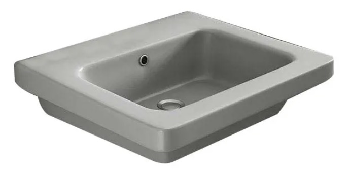 Umyvadlo RAK Ceramics Feeling / 55 x 46 cm / bez speciální glazury / otvor pro baterii na středu / s přepadem / matná / šedá Varianta: ivi1