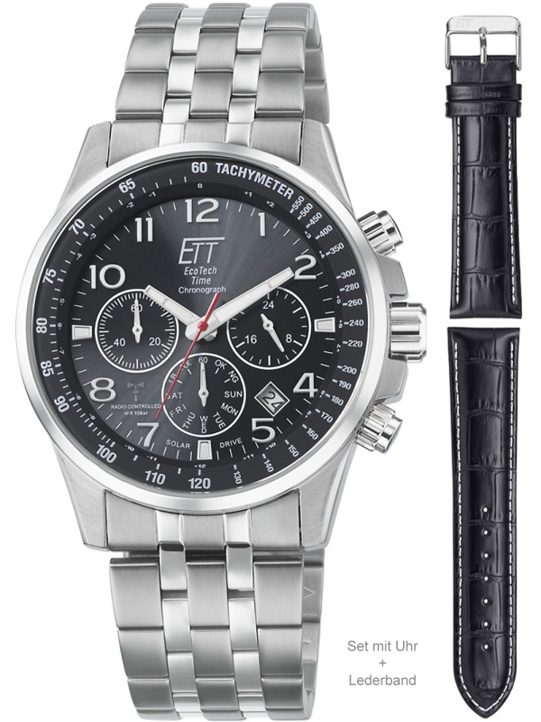 ETT Eco Tech Time EGS-11610-22MS Professional Solar Radio Controlled Chrono 43mm