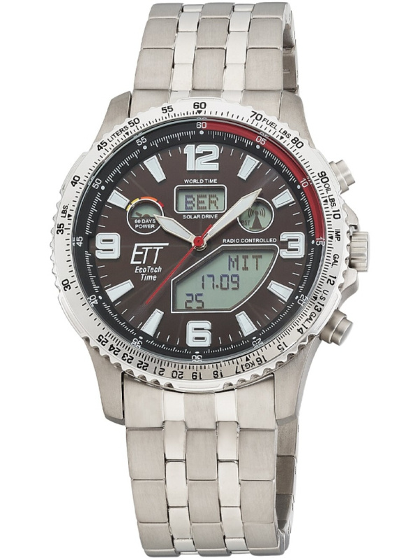 ETT Eco Tech Time EGT-11720-22M Radio-controlled Solar Drive Professional Chronograph Titan 45mm 10ATM