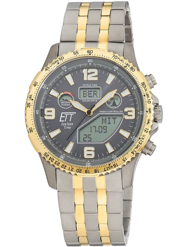 ETT Eco Tech Time EGT-11722-52M Radio-controlled Solar Drive Professional Chronograph Titan 45mm 10ATM