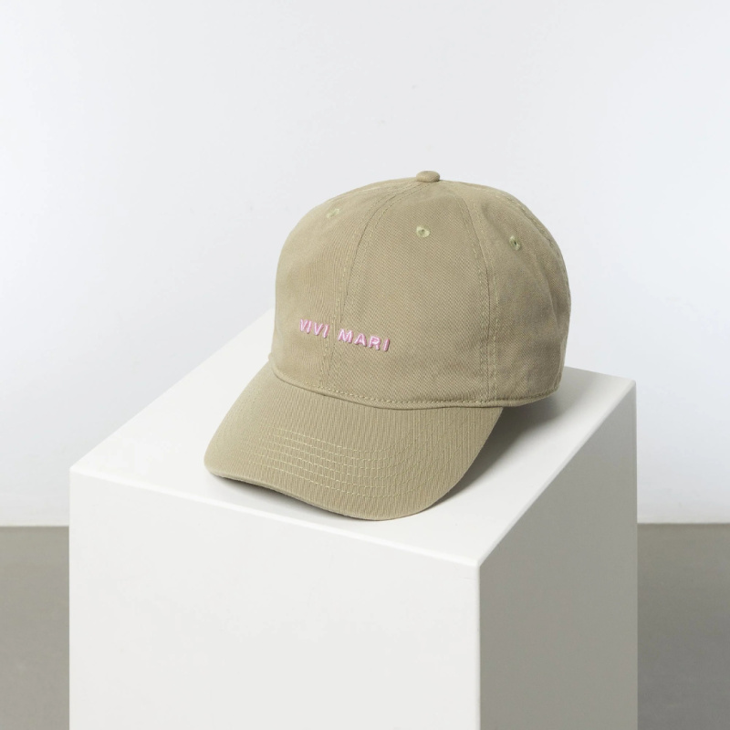 VIVI MARI Kšiltovka solid pale olive/rosé