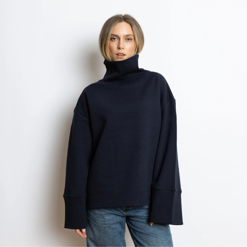 VIVI MARI Mikina s rolákem - Solid navy Velikost: M