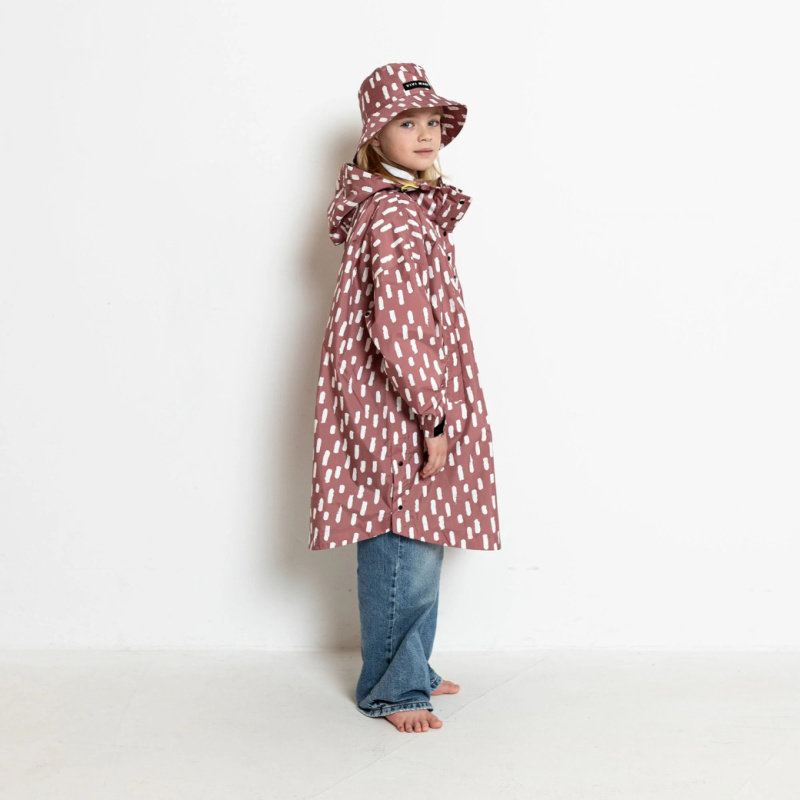 VIVI MARI Dětský kabát do deště Drops Mauve/white Velikost: 10-12Y