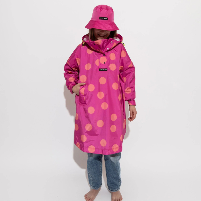 VIVI MARI Dětský kabát do deště Dots Magenta/peach Velikost: 10-12Y