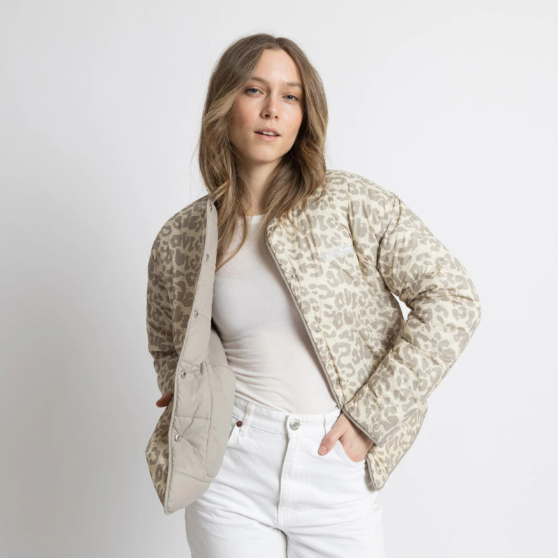 VIVI MARI Oboustranná bunda Ultra Light Puffer stone/leo stone-sand Velikost: XS/S