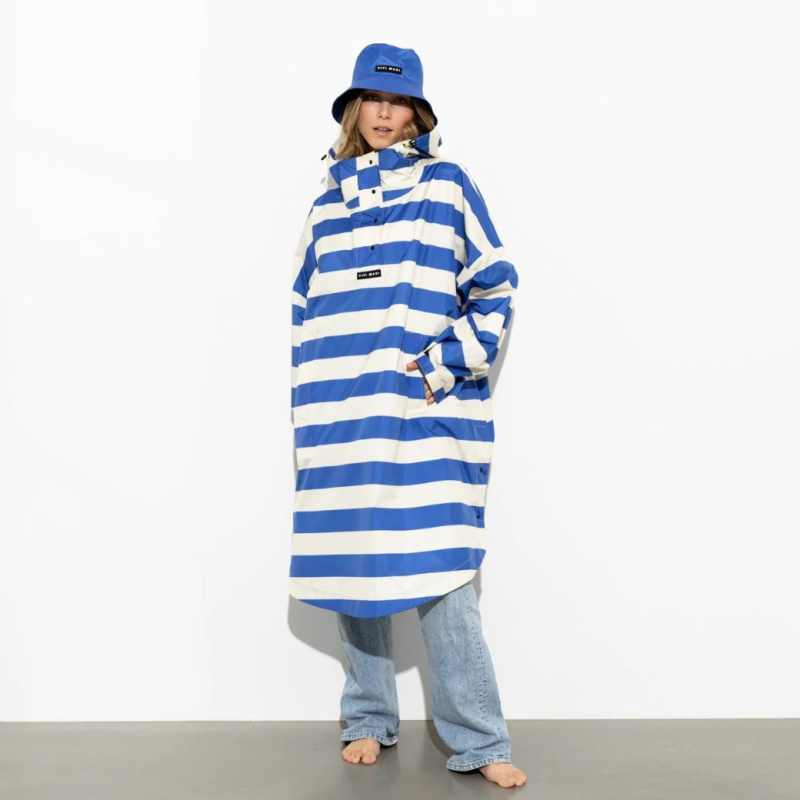 VIVI MARI Kabát do deště Bold stripes blue/sand