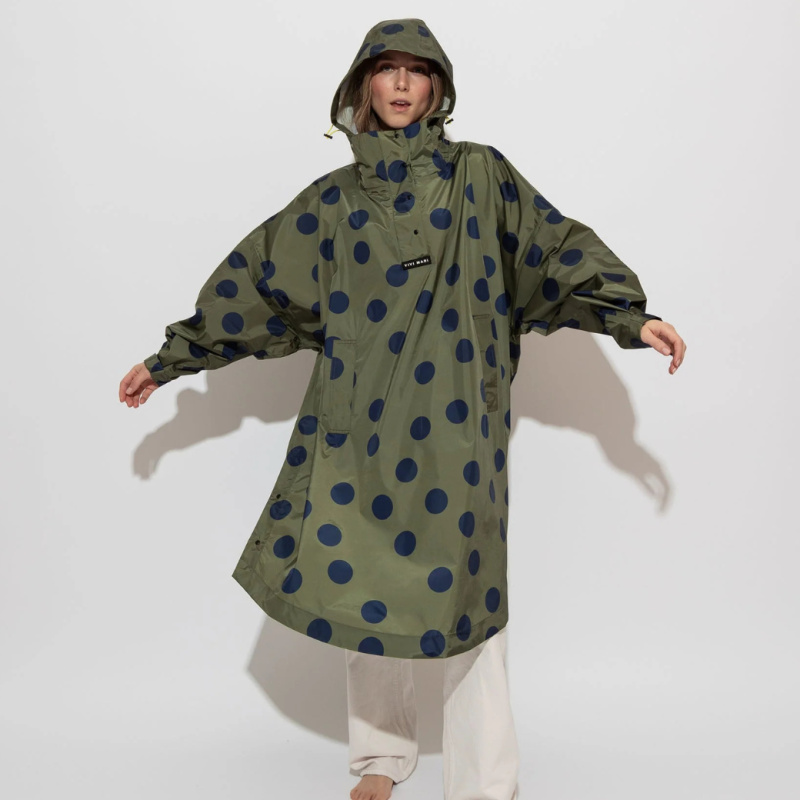 VIVI MARI Kabát do deště Dots olive/navy
