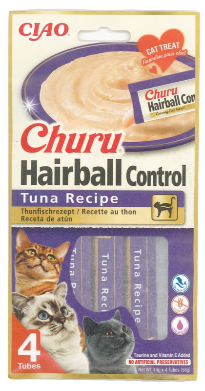 Pochoutka Churu Hairball tuňák 4x14g