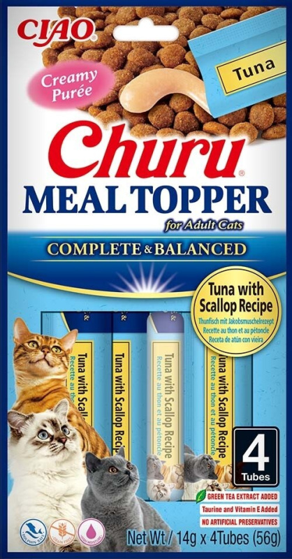 Churu Cat meal topper tuňák a hřebenatka 4x 14g