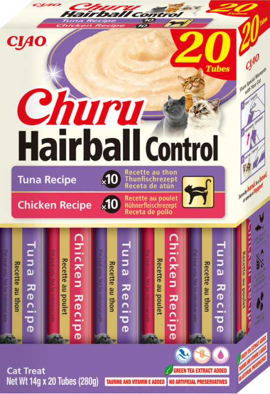 Inaba Churu Hairball tuňák&kuře multipack 20 x 14g