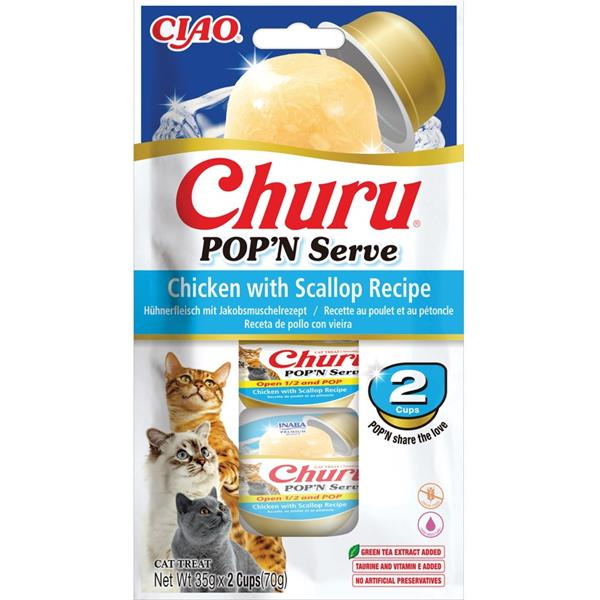Churu POP'N SERVE kuře a hřebenatka 2 x 35 g