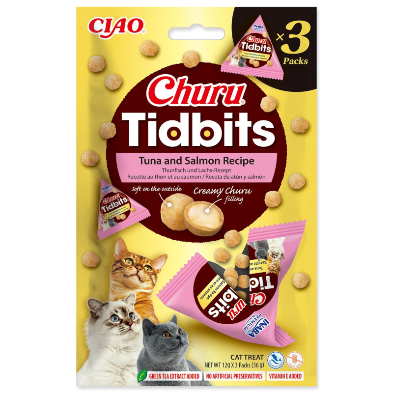 Pochoutka Churu Tidbits tuňák a losos 3x12g