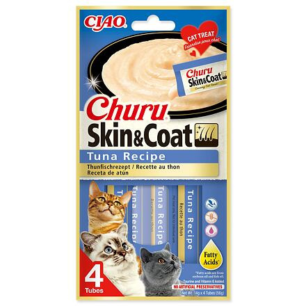 Pochoutka Churu Skin & Coat tuňák 4x14g