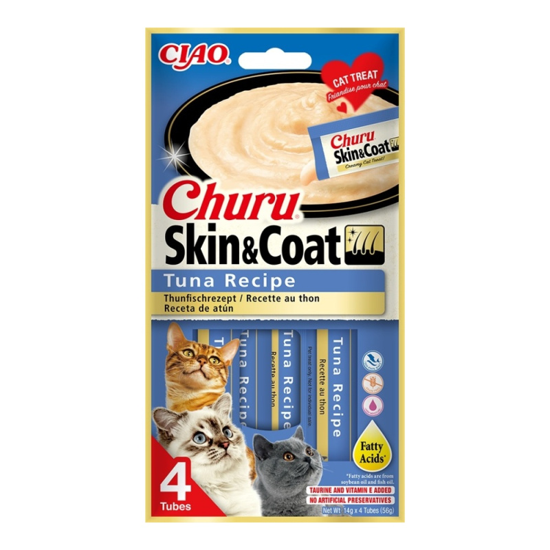 Pochoutka Churu Skin & Coat tuňák 4x14g