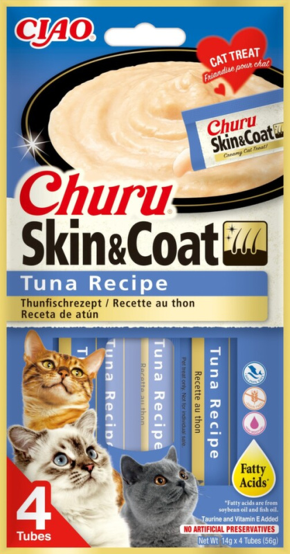 Pochoutka Churu Skin & Coat tuňák 4x14g