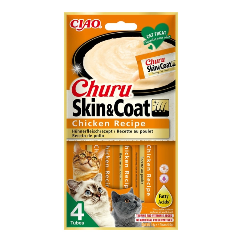 Pochoutka Churu Skin & Coat kuře 4x14g