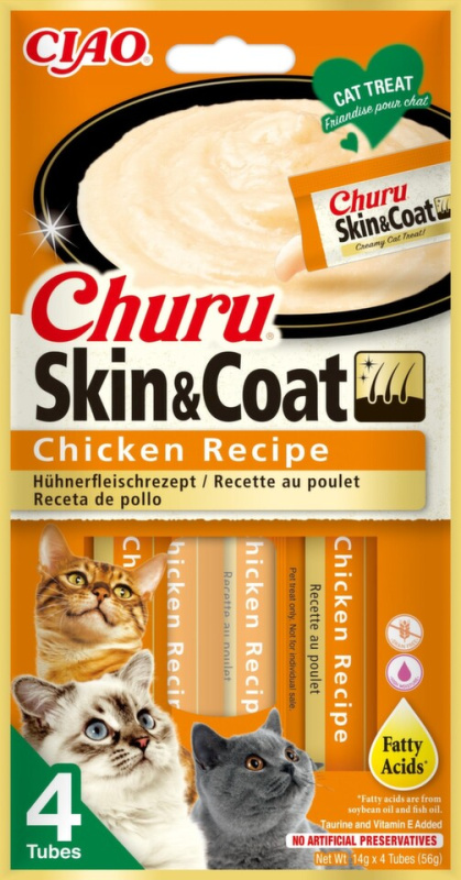 Pochoutka Churu Skin & Coat kuře 4x14g