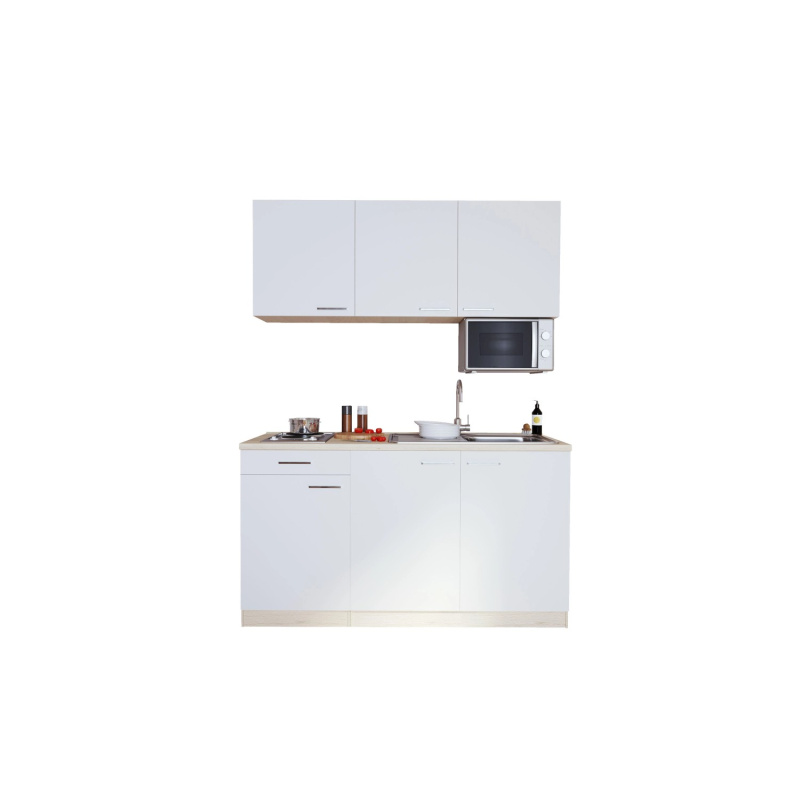 Respekta Kuchyně Luis bílá/dub 150 cm-nerezová varná deska/mikrovlnka