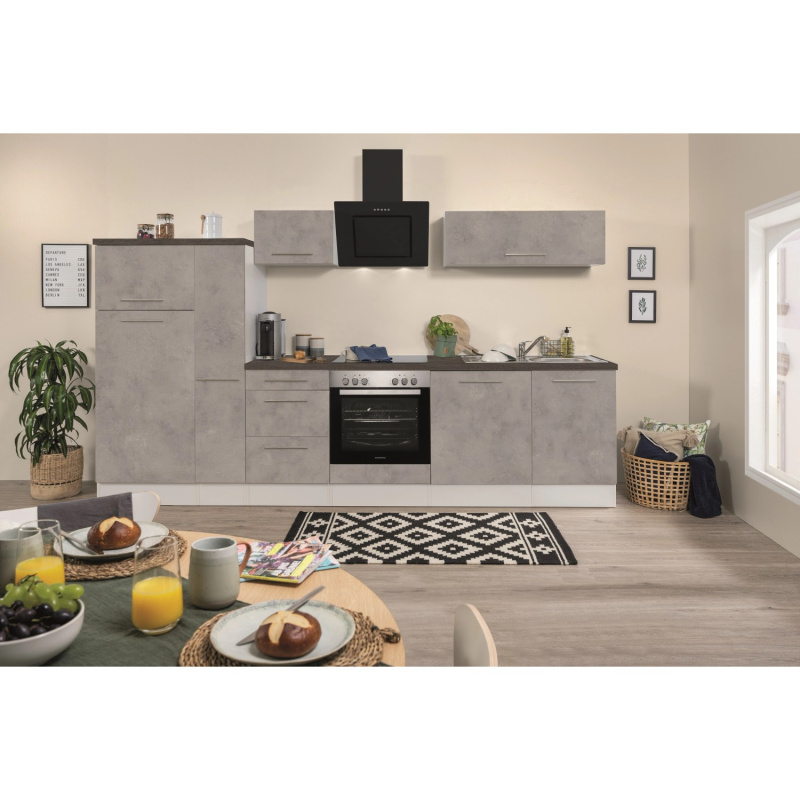 Respekta Kuchyně Amanda beton/žula 310 cm-var.des./trouba/lednice/digestoř/myčka