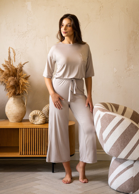 Pyžamo Belle Reverie MK34 Only You S-L taupe XL