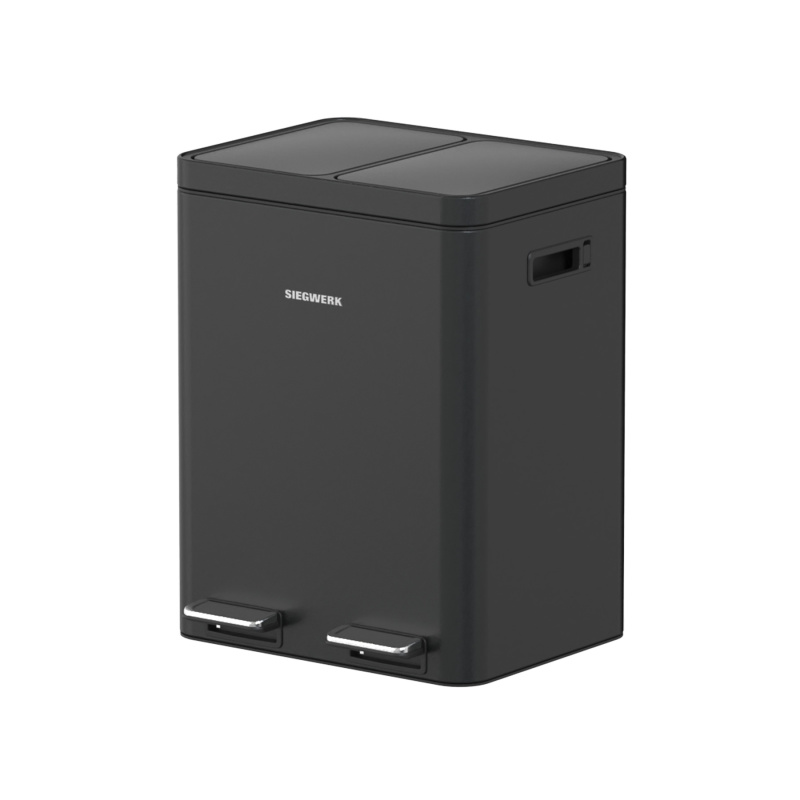 SIEGWERK Odpadkový koš Kolekto, 2 x 18 l, černá  AS-200-36-BLK