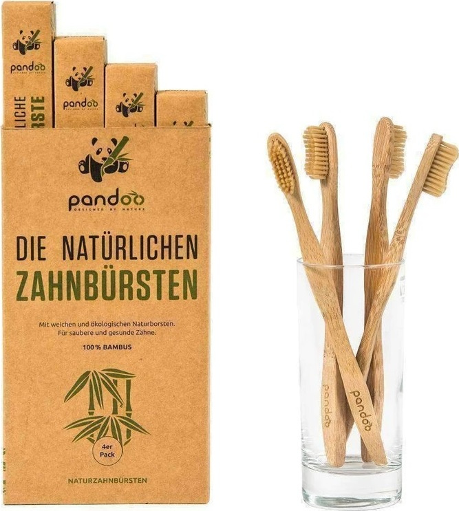 Pandoo Bambusové Kartáčky Medium Soft - výhodné balení 4 ks