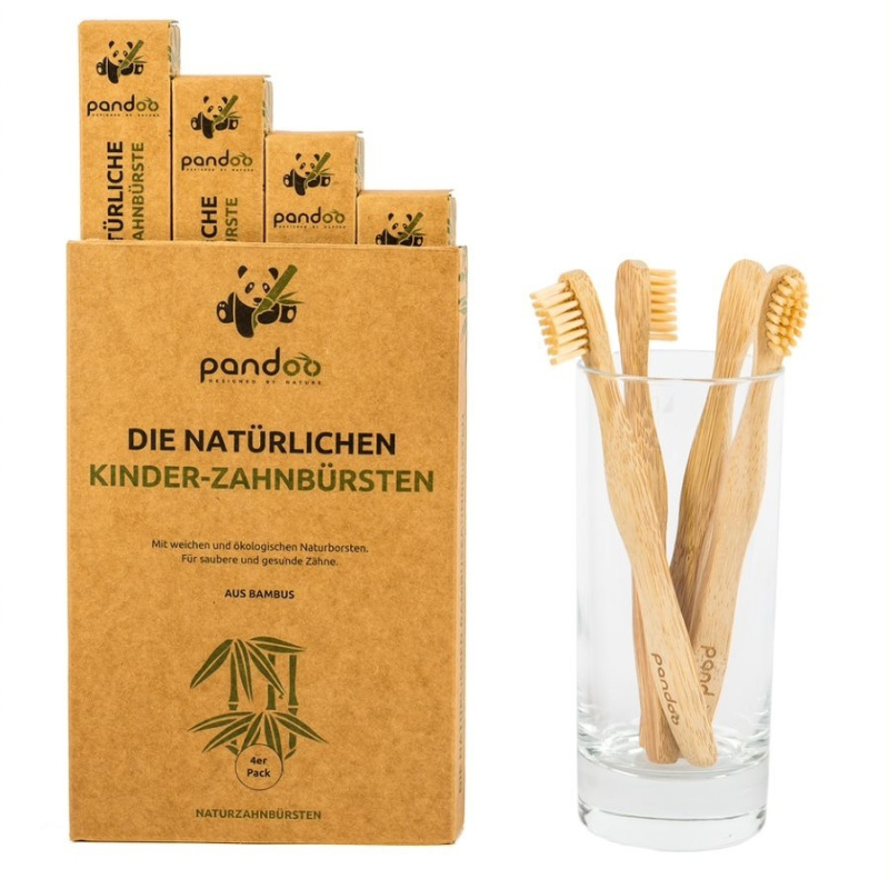 Pandoo Bambusové kartáčky dětské Medium Soft - výhodné balení 4 ks