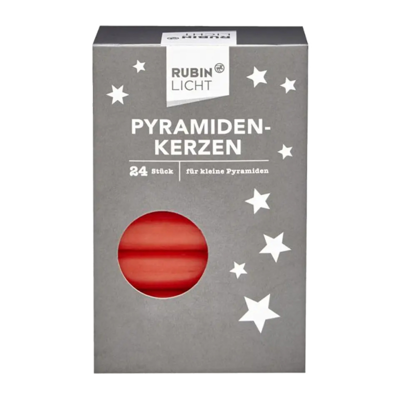 RUBIN Pyramidové svíčky Červená 24 ks