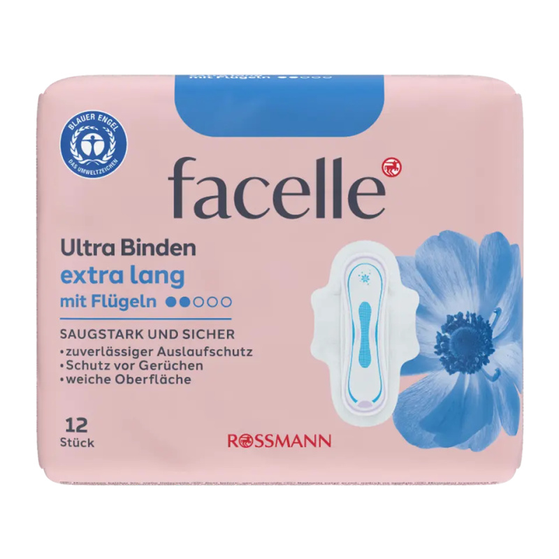 facelle Hygienické vložky Ultra Extra Long s křidélky 12 ks