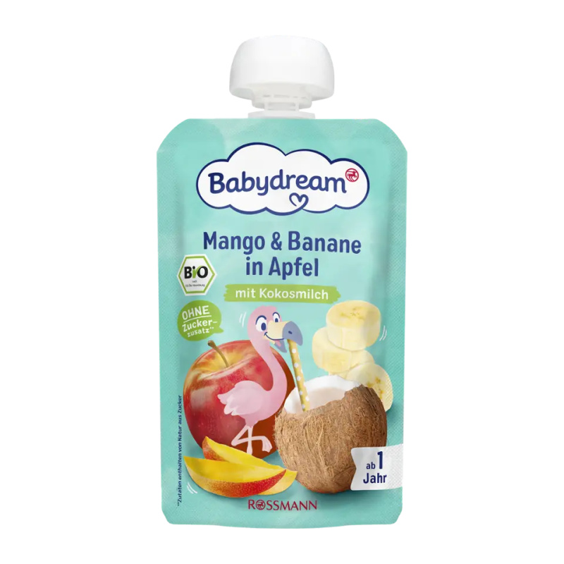 Babydream BIO Ovocná kapsička mango, banán a jablko s kokosovým mlékem