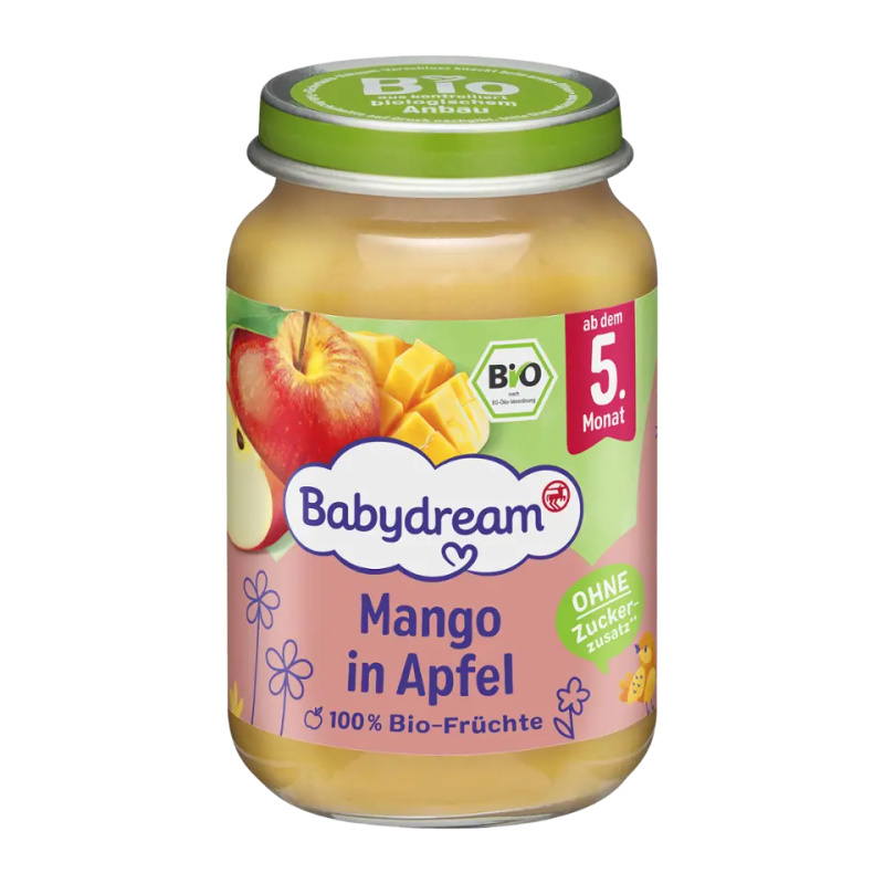 Babydream BIO Ovocné pyré jablko s mangem