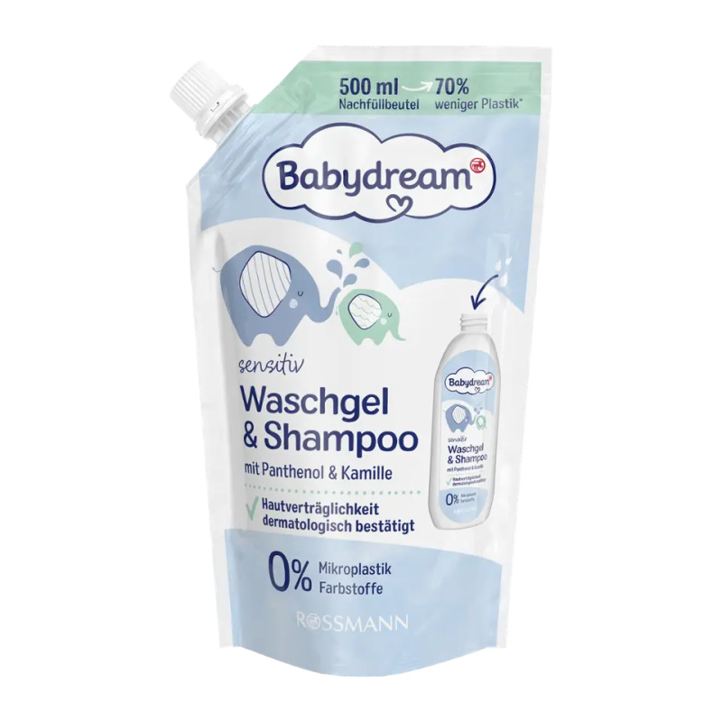 Babydream Sprchový gel a šampon – náhradní náplň