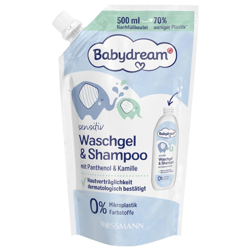 Babydream Sprchový gel a šampon – náhradní náplň