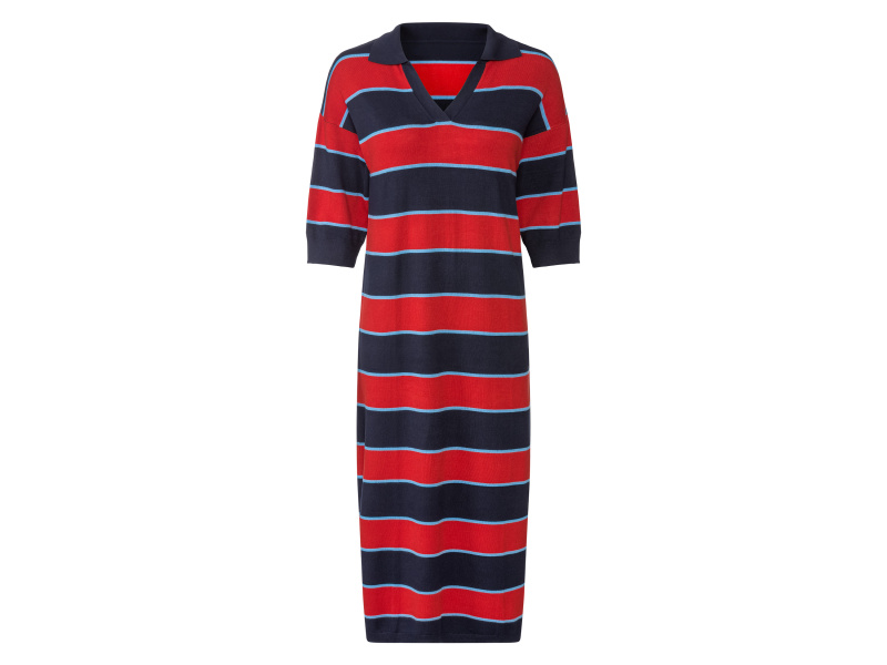 esmara® Dámské pletené midi šaty (S (36/38), navy modrá / červená / modrá)