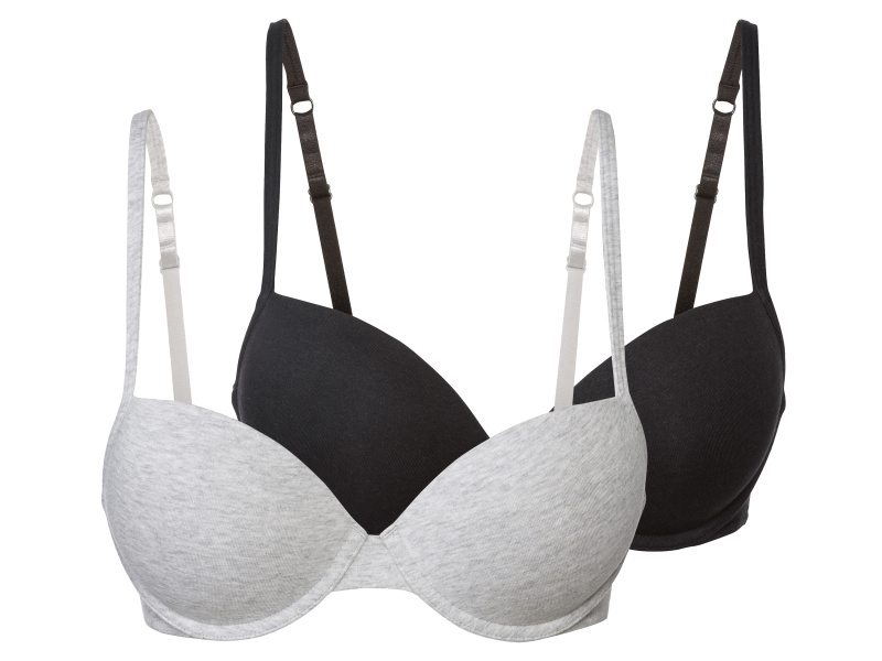 esmara® Dámská podprsenka, 2 kusy (černá/šedá, 85C)