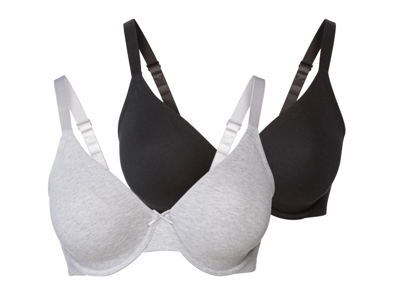 esmara® Dámská podprsenka Xxl, 2 kusy (90E, černá / světle šedá)