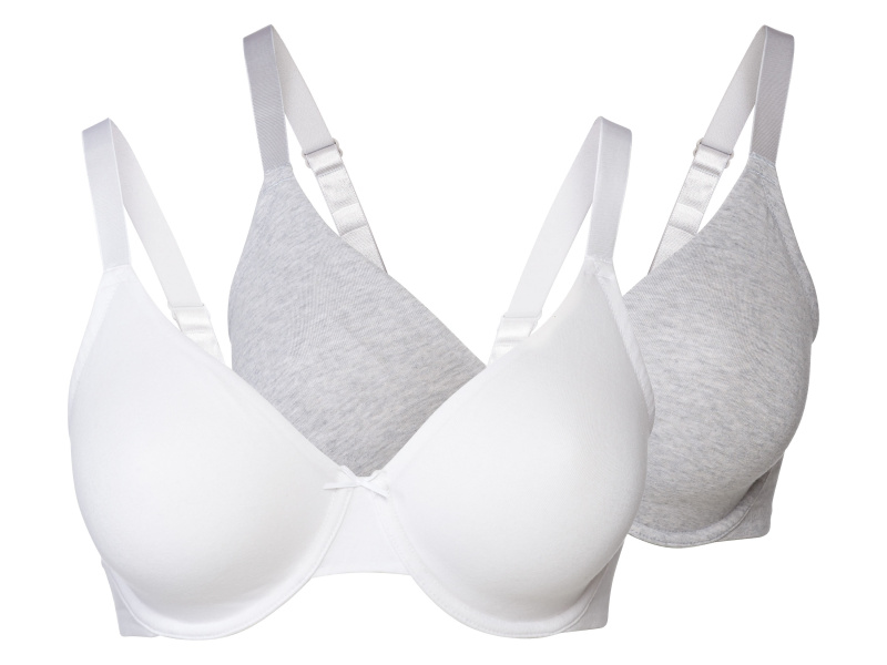esmara® Dámská podprsenka Xxl, 2 kusy (90E, světle šedá / bílá)