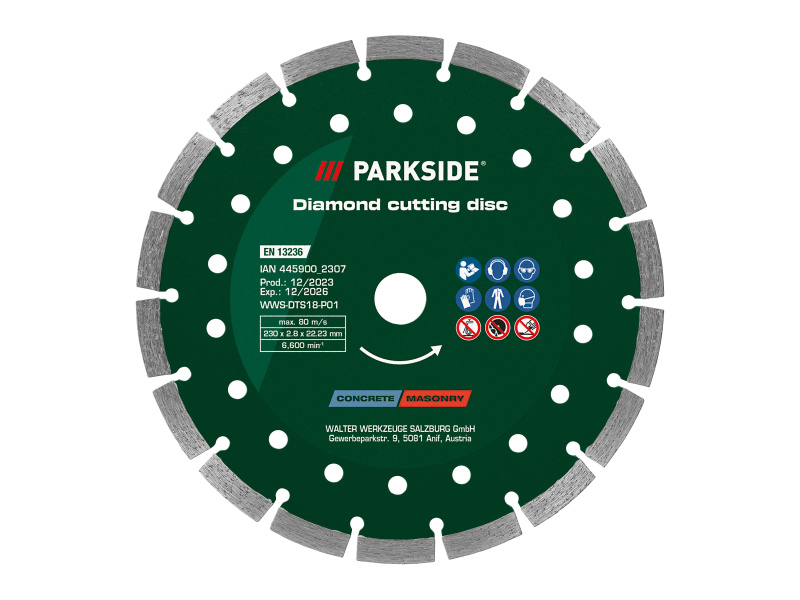 Parkside® Sada řezných a hrubovacích kotoučů / Diamantový řezný kotouč, Ø 230 mm (diamantový řezný kotouč)