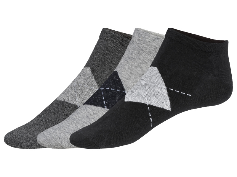 Livergy® Pánské nízké ponožky s BIO bavlnou, 3 páry (černá/šedá, 39-42)