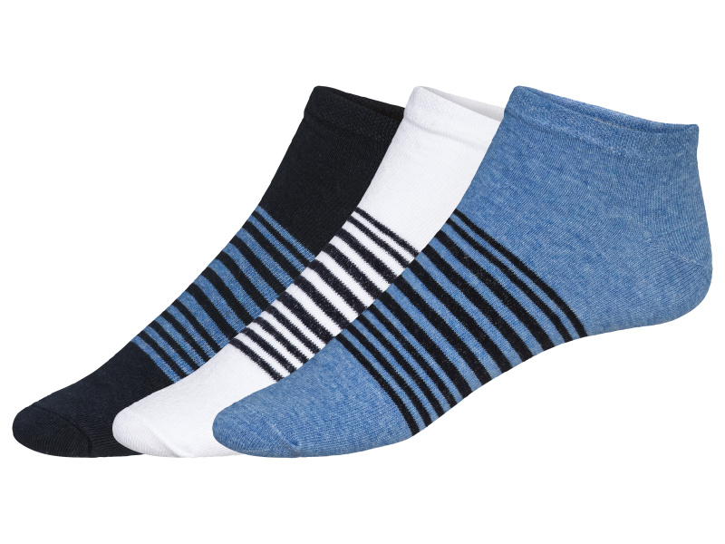 Livergy® Pánské nízké ponožky s BIO bavlnou, 3 páry (modrá/bílá, 39-42)