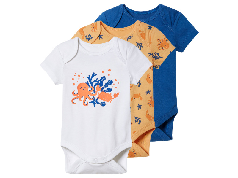 lupilu® Chlapecké body, 3 kusy (62/68, modrá/oranžová/bílá)