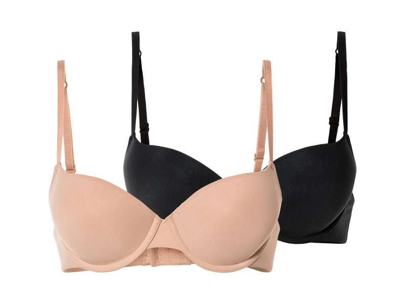 esmara® Dámská push-up podprsenka, 2 kusy (85C, černá/béžová)