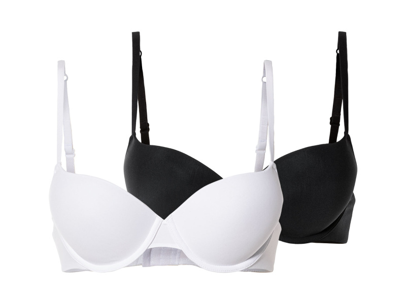 esmara® Dámská push-up podprsenka, 2 kusy (85C, černá/bílá)