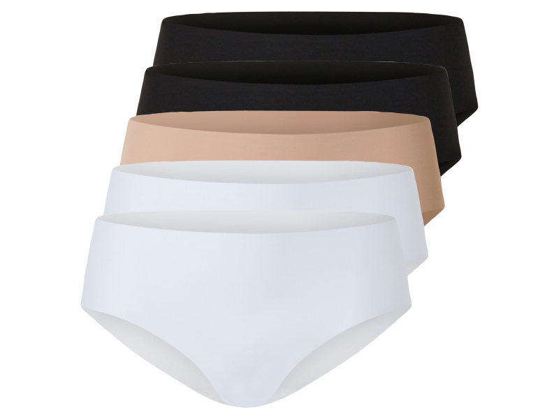 esmara® Dámské bezešvé kalhotky, 5 kusů (L(44/46), černá/béžová/bílá)